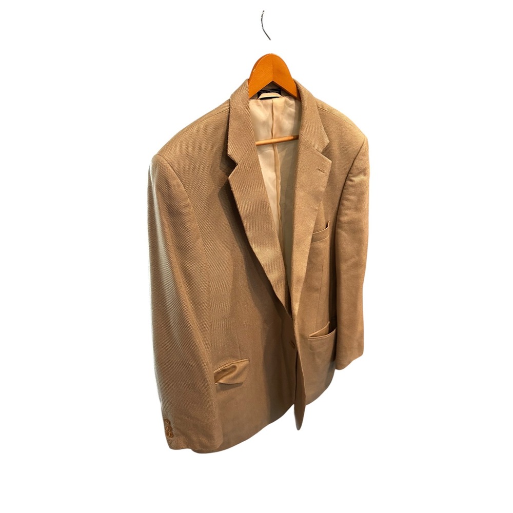 Lana Seta Mens Silk Wool‎ Blend Blazer Sport Coat Tan Textured 2 Button Jacket